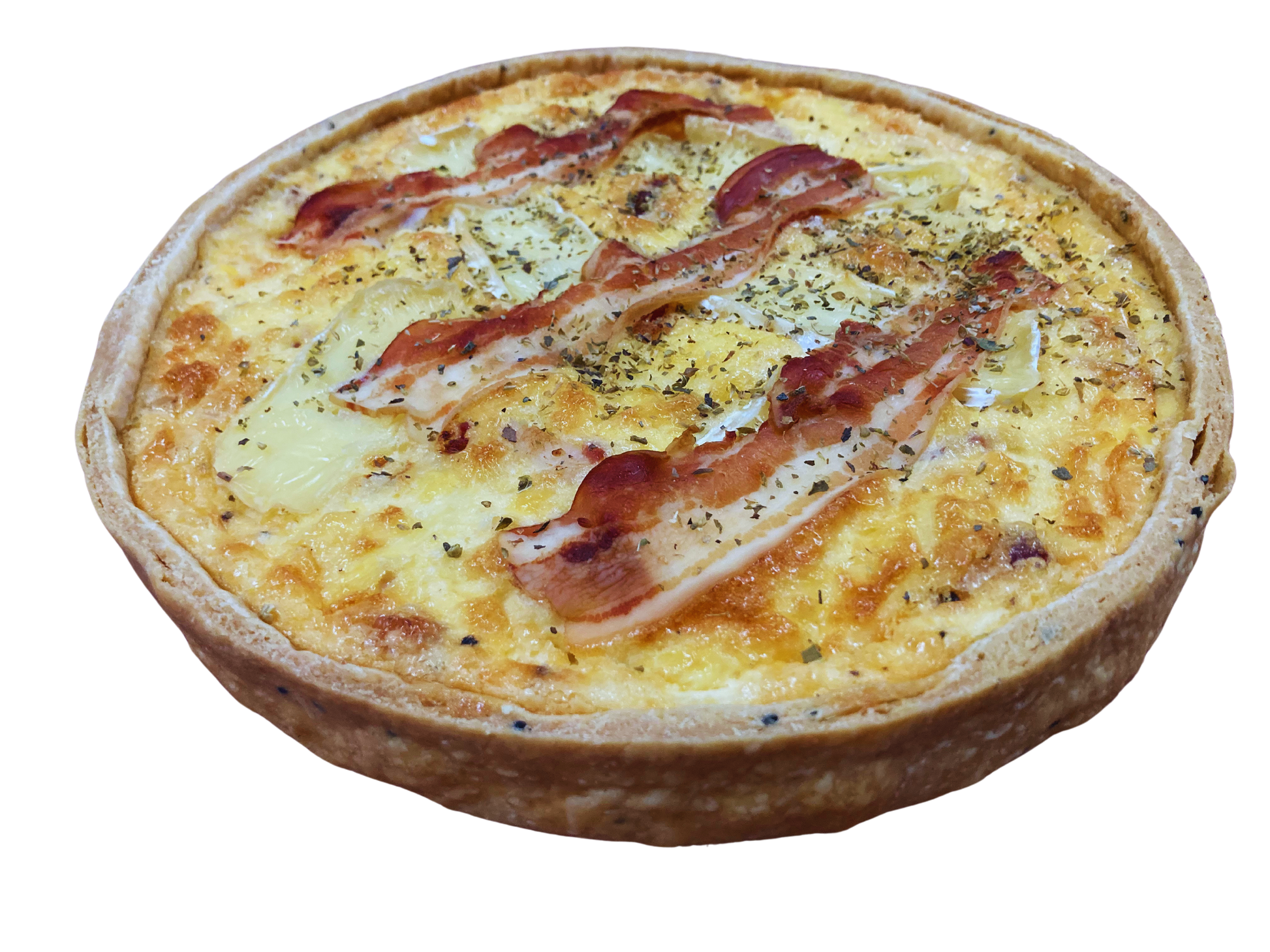 Quiche met aardappelen, spek en brie