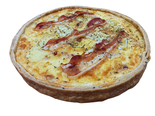 Quiche met aardappelen, spek en brie