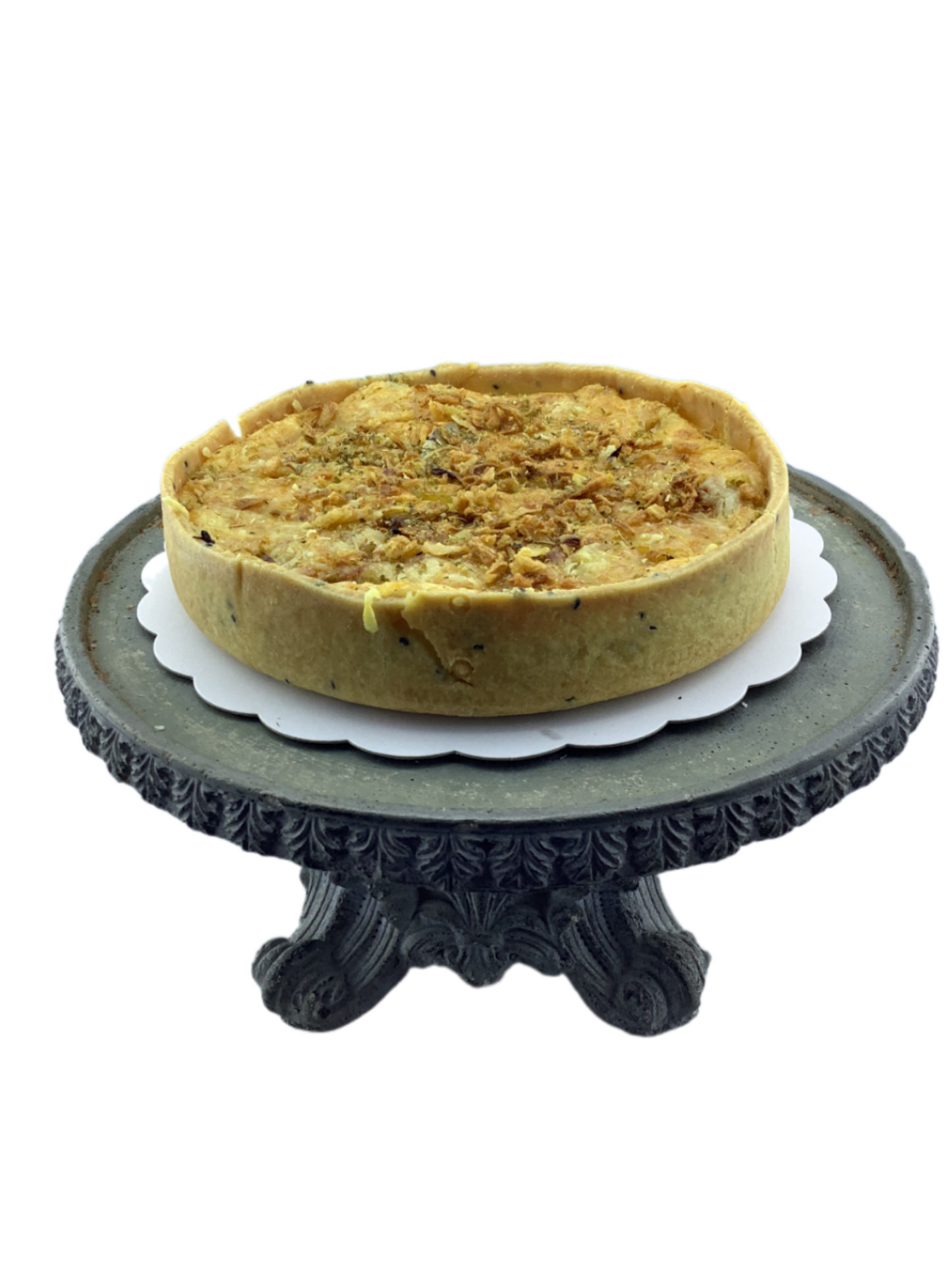 Quiche met gekarameliseerde ui en cheddar