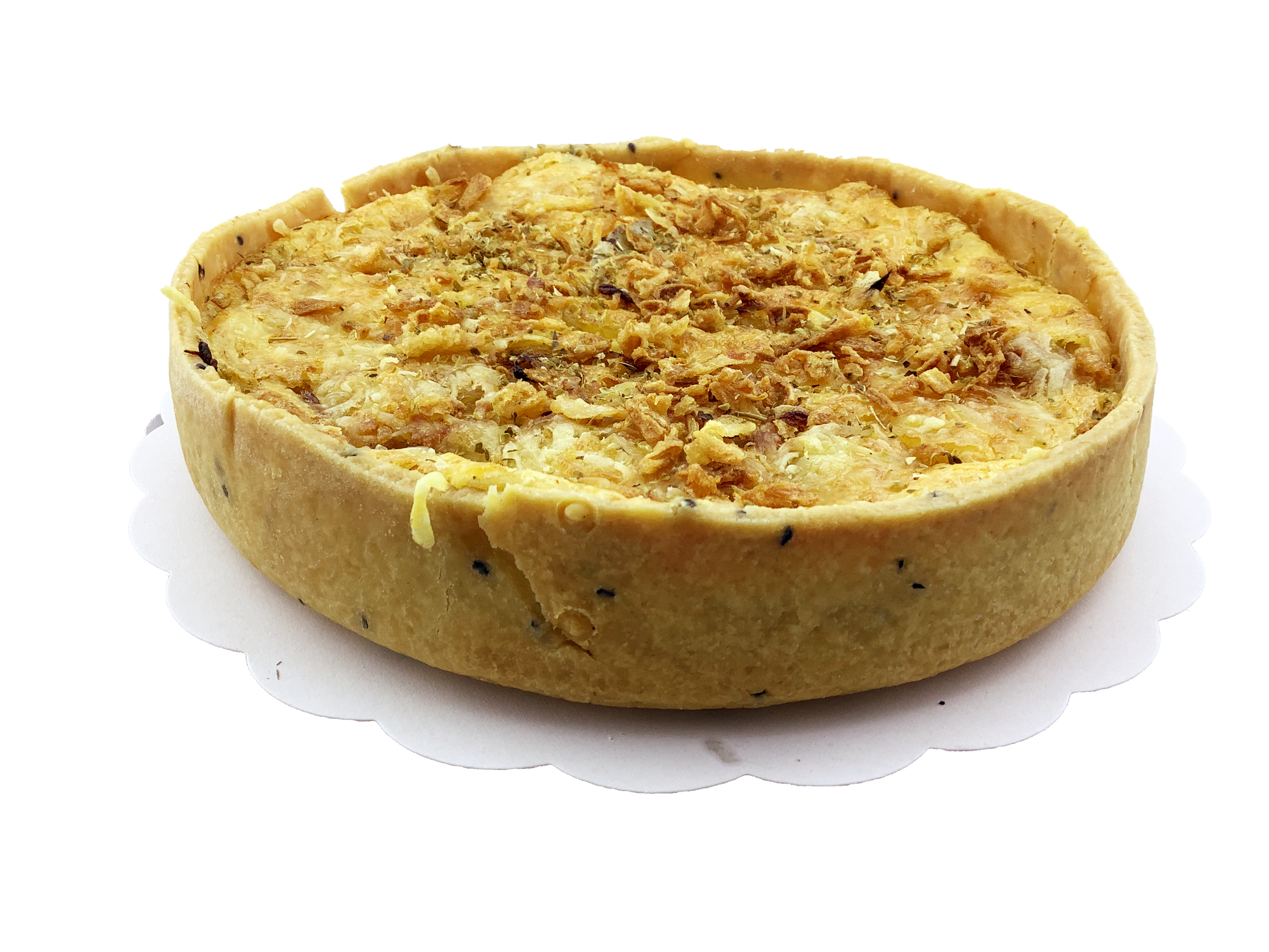 Quiche met gekarameliseerde ui en cheddar