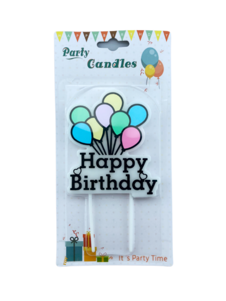 Taartkaars Happy Birthday balonnen