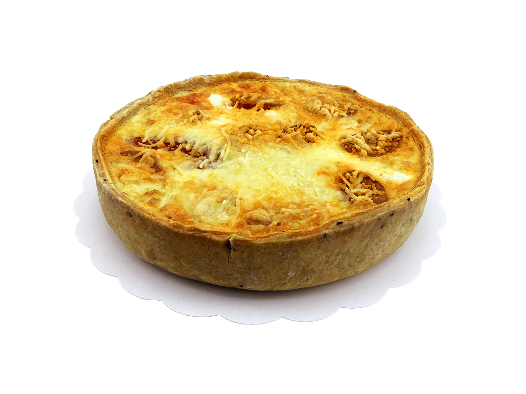 Quiche met chorizo, paprika en geitenkaas