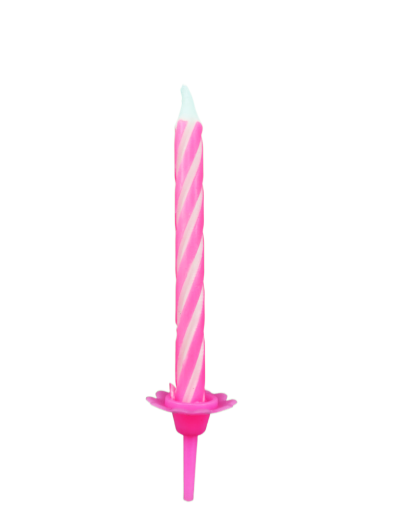 Roze taartkaars met houder