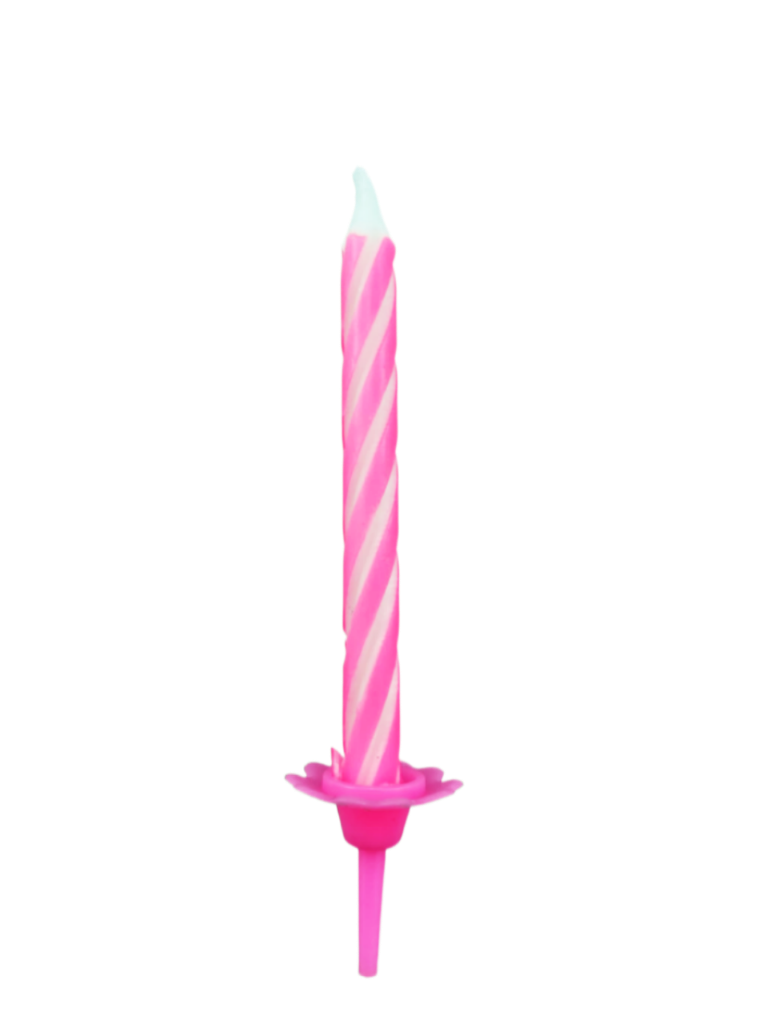 Roze taartkaars met houder