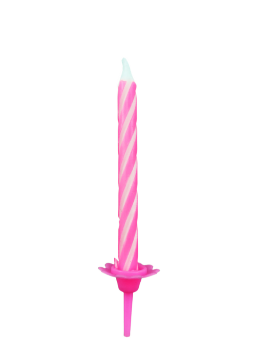 Roze taartkaars met houder