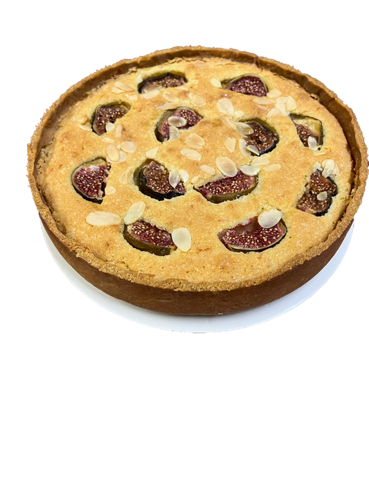 frangipanetaart met vijgen, sinaasappel en amandelen