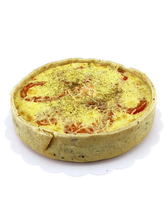Quiche met zalm, prei en tomaat